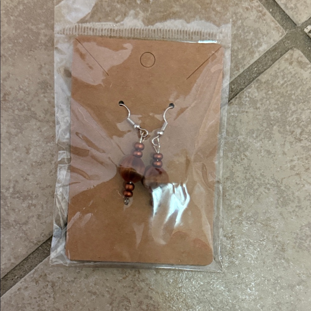 Elegant Brown Beaded Earrings